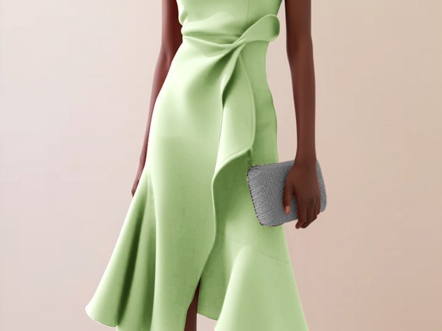 Midi Dress | Asymmetrical Draped Summer Dress | Elegant Sophisticated Design 6