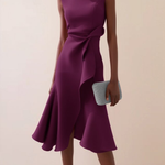 Midi Dress | Asymmetrical Draped Summer Dress | Elegant Sophisticated Design 7