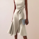 Midi Dress | Asymmetrical Draped Summer Dress | Elegant Sophisticated Design 8