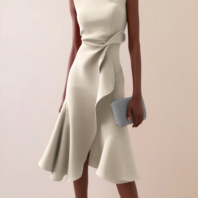 Midi Dress | Asymmetrical Draped Summer Dress | Elegant Sophisticated Design 8
