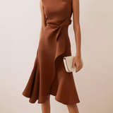Midi Dress | Asymmetrical Draped Summer Dress | Elegant Sophisticated Design 9