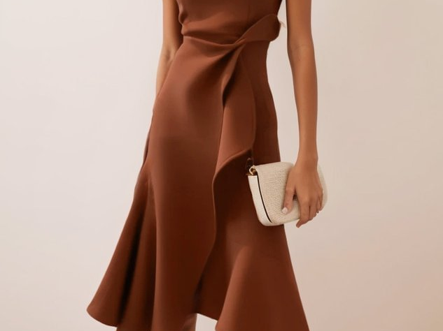Midi Dress | Asymmetrical Draped Summer Dress | Elegant Sophisticated Design 9