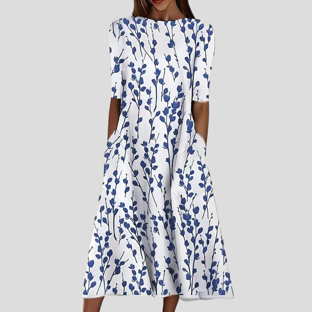 Midi Dress | Coastal Floral Summer Dress Elegant Comfortable 1