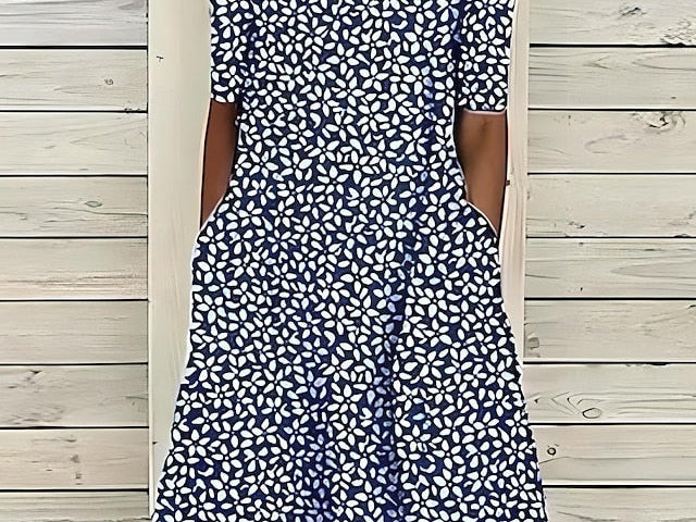 Midi Dress | Coastal Floral Summer Dress Elegant Comfortable 3