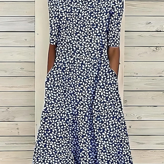 Midi Dress | Coastal Floral Summer Dress Elegant Comfortable 3