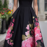 Midi Dress | Elegant Floral A-Line Wedding Guest Dress | Timeless Sophisticated Charm 2
