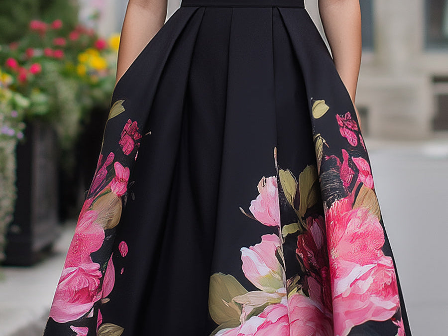 Midi Dress | Elegant Floral A-Line Wedding Guest Dress | Timeless Sophisticated Charm 2