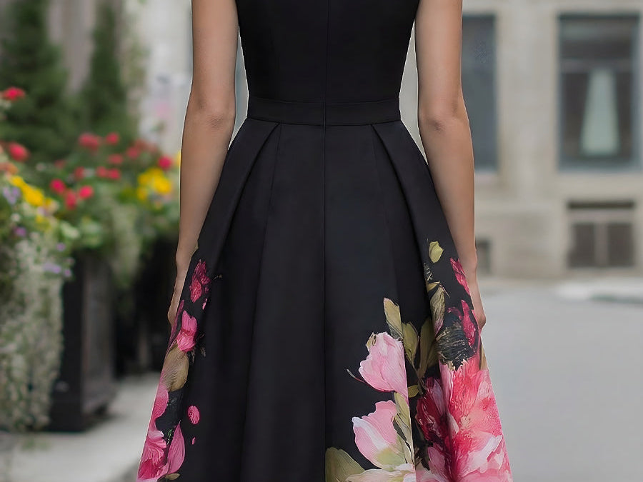 Midi Dress | Elegant Floral A-Line Wedding Guest Dress | Timeless Sophisticated Charm 3