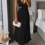 Midi Dress | Elegant Floral Midi Dress with Pleated Skirt and V-Neck 2