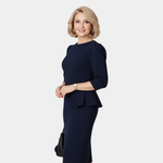 Midi Dress | Elegant Long Sleeve Midi Dress with Peplum Detail | Sophisticated and Flattering 2