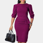 Midi Dress | Elegant Long Sleeve Midi Dress with Peplum Detail | Sophisticated and Flattering 6