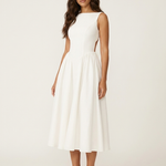 Midi Dress | Elegant Open Back A-Line Summer Dress 0