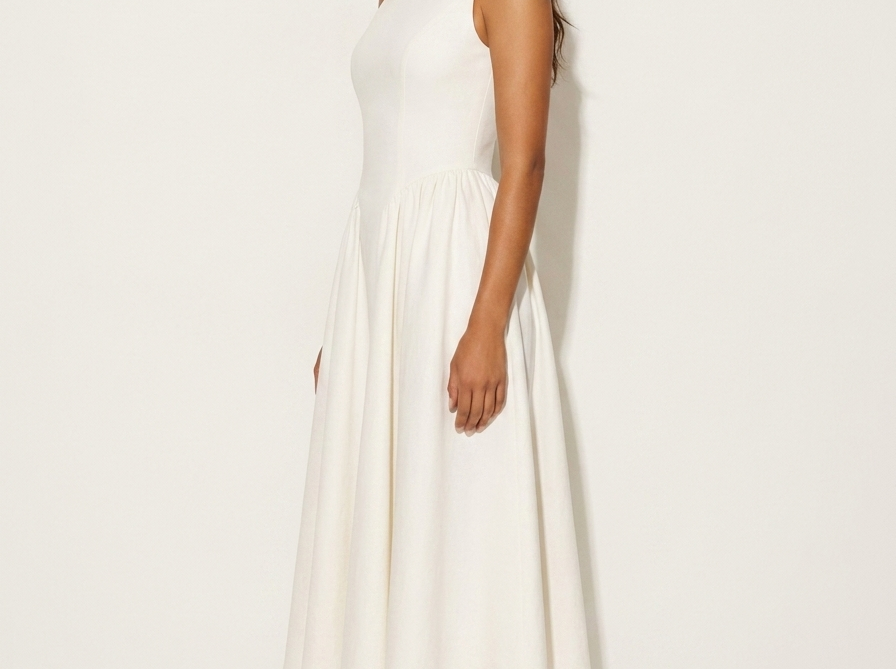 Midi Dress | Elegant Open Back A-Line Summer Dress 1