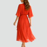 Midi Dress | Elegant Wrap Neckline Airy Midi Gown 10