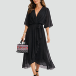 Midi Dress | Elegant Wrap Neckline Airy Midi Gown 3