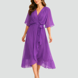 Midi Dress | Elegant Wrap Neckline Airy Midi Gown 7