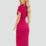 Midi Dress | Elegant Wrap Neckline Formal Midi Dress 0