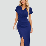 Midi Dress | Elegant Wrap Neckline Formal Midi Dress 11