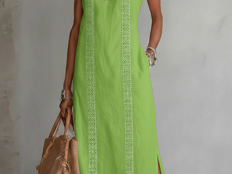 Midi Dress | Embroidered Sleeveless Summer Dress | Elegant Versatile 5