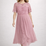 Midi Dress | Floral Midi Dress with Sleeves | Elegant Asymmetrical Design 1