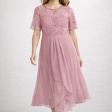 Midi Dress | Floral Midi Dress with Sleeves | Elegant Asymmetrical Design 1