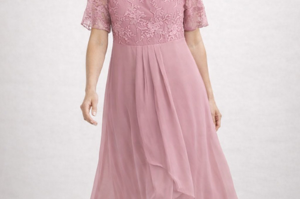 Midi Dress | Floral Midi Dress with Sleeves | Elegant Asymmetrical Design 1