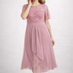 Midi Dress | Floral Midi Dress with Sleeves | Elegant Asymmetrical Design 2