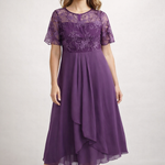 Midi Dress | Floral Midi Dress with Sleeves | Elegant Asymmetrical Design 3