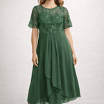 Midi Dress | Floral Midi Dress with Sleeves | Elegant Asymmetrical Design 4