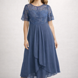 Midi Dress | Floral Midi Dress with Sleeves | Elegant Asymmetrical Design 5