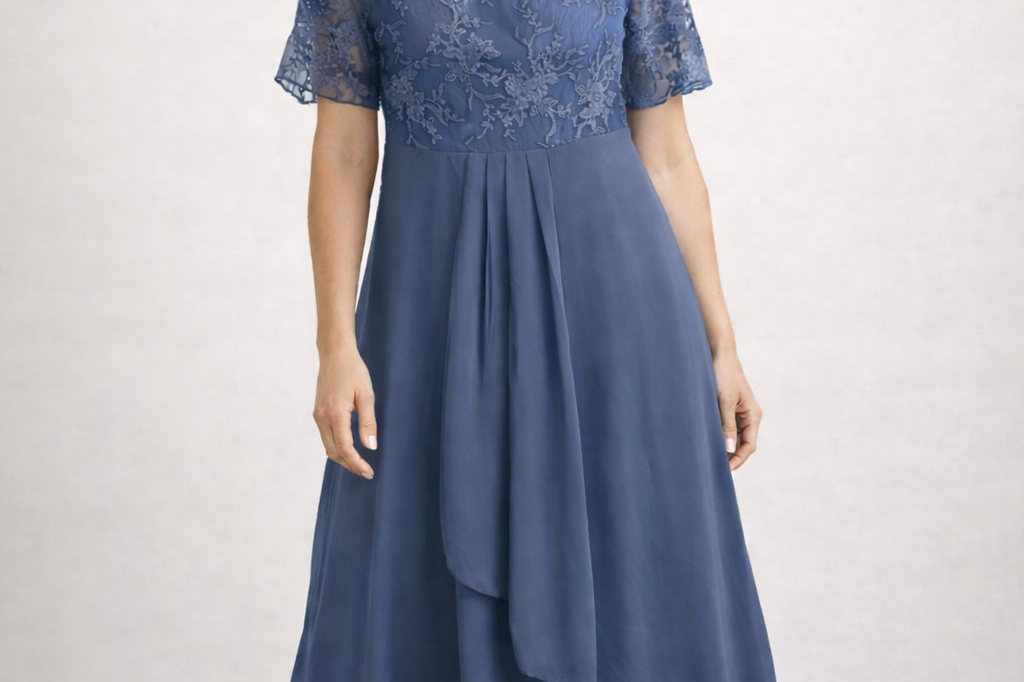 Midi Dress | Floral Midi Dress with Sleeves | Elegant Asymmetrical Design 5