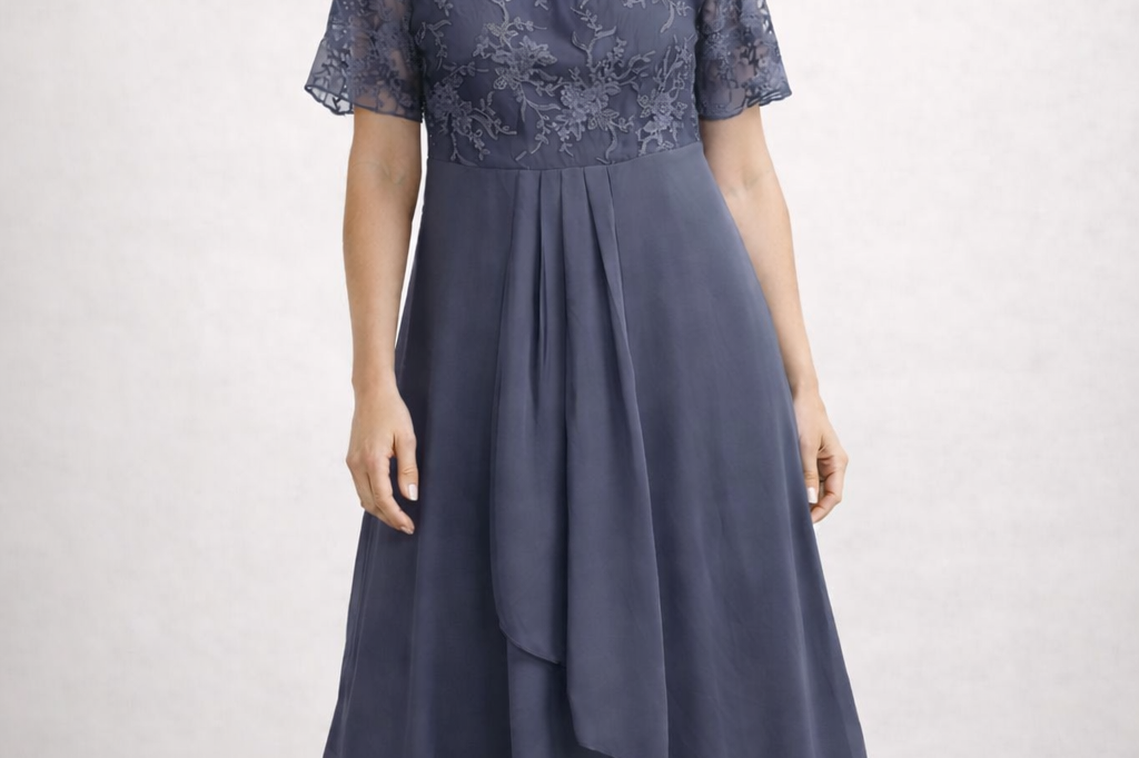 Midi Dress | Floral Midi Dress with Sleeves | Elegant Asymmetrical Design 6