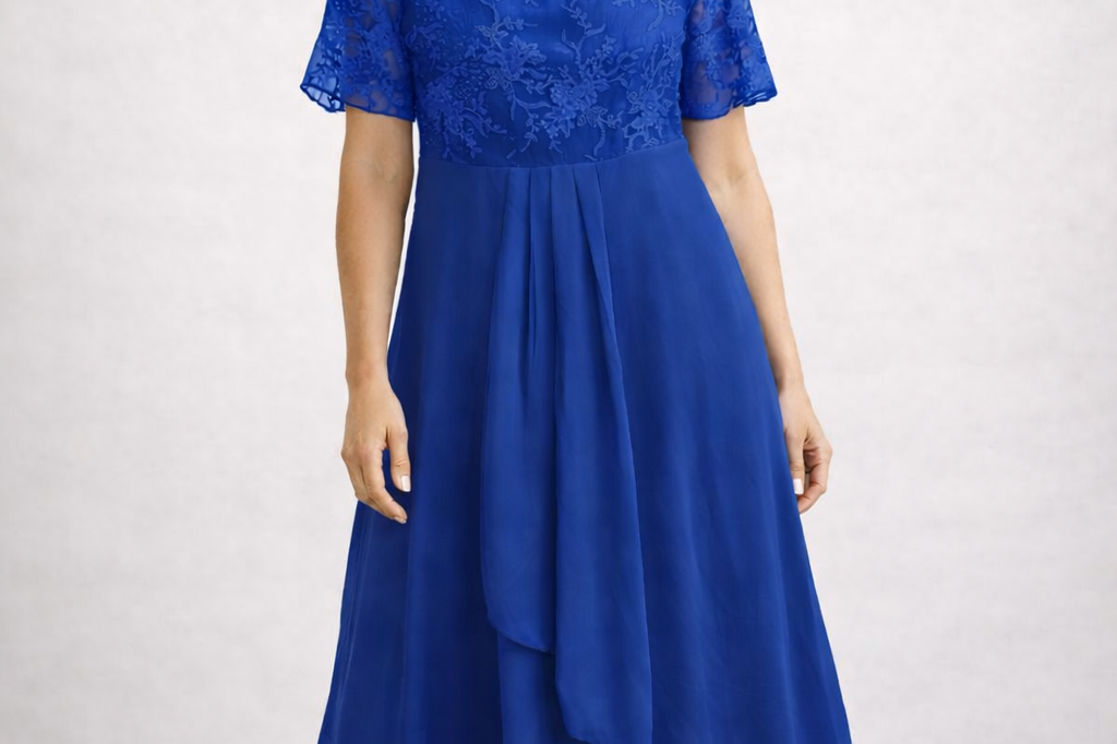 Midi Dress | Floral Midi Dress with Sleeves | Elegant Asymmetrical Design 8