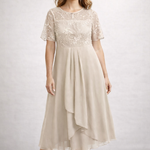 Midi Dress | Floral Midi Dress with Sleeves | Elegant Asymmetrical Design 9