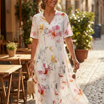 Midi Dress | Floral Pattern Summer Dress | Casual Comfortable Everyday Wear 1