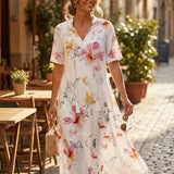 Midi Dress | Floral Pattern Summer Dress | Casual Comfortable Everyday Wear 1