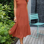 Midi Dress | Tiered Design | Elegant Long Sleeve Midi Dress | Flattering Comfortable 0