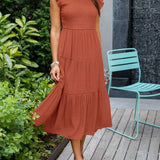Midi Dress | Tiered Design | Elegant Long Sleeve Midi Dress | Flattering Comfortable 0