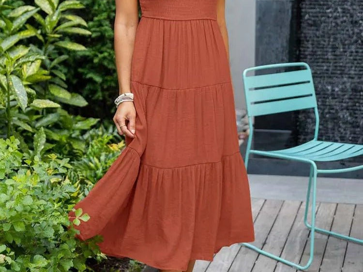 Midi Dress | Tiered Design | Elegant Long Sleeve Midi Dress | Flattering Comfortable 0