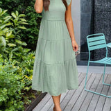 Midi Dress | Tiered Design | Elegant Long Sleeve Midi Dress | Flattering Comfortable 3