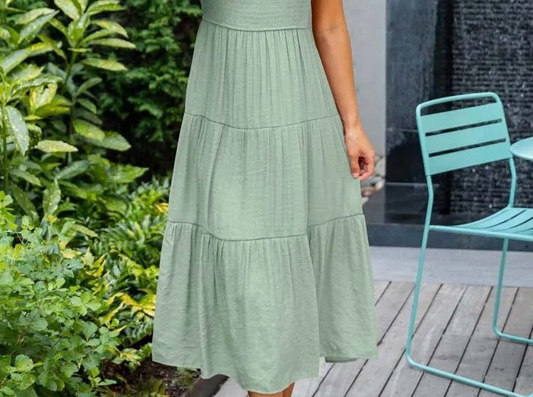 Midi Dress | Tiered Design | Elegant Long Sleeve Midi Dress | Flattering Comfortable 3