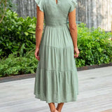 Midi Dress | Tiered Design | Elegant Long Sleeve Midi Dress | Flattering Comfortable 4