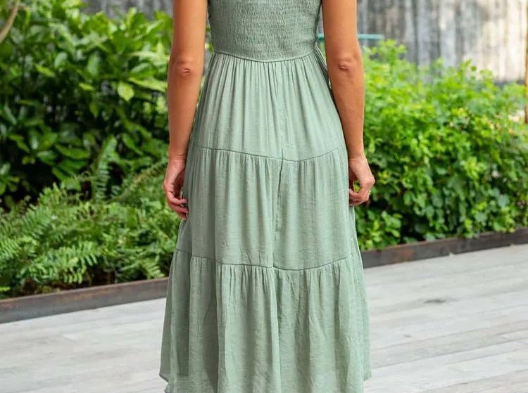 Midi Dress | Tiered Design | Elegant Long Sleeve Midi Dress | Flattering Comfortable 4