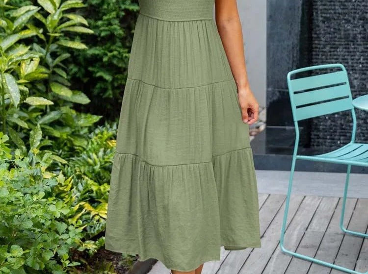 Midi Dress | Tiered Design | Elegant Long Sleeve Midi Dress | Flattering Comfortable 6