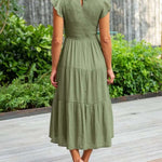 Midi Dress | Tiered Design | Elegant Long Sleeve Midi Dress | Flattering Comfortable 7