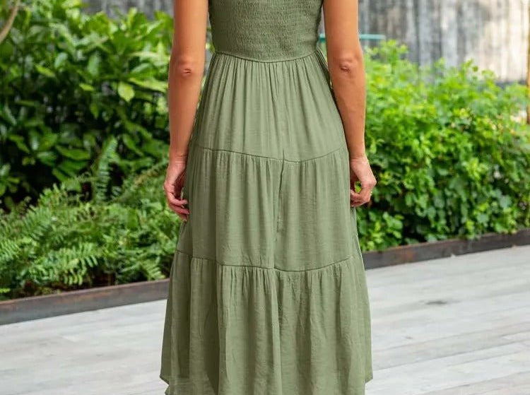 Midi Dress | Tiered Design | Elegant Long Sleeve Midi Dress | Flattering Comfortable 7