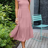 Midi Dress | Tiered Design | Elegant Long Sleeve Midi Dress | Flattering Comfortable 9