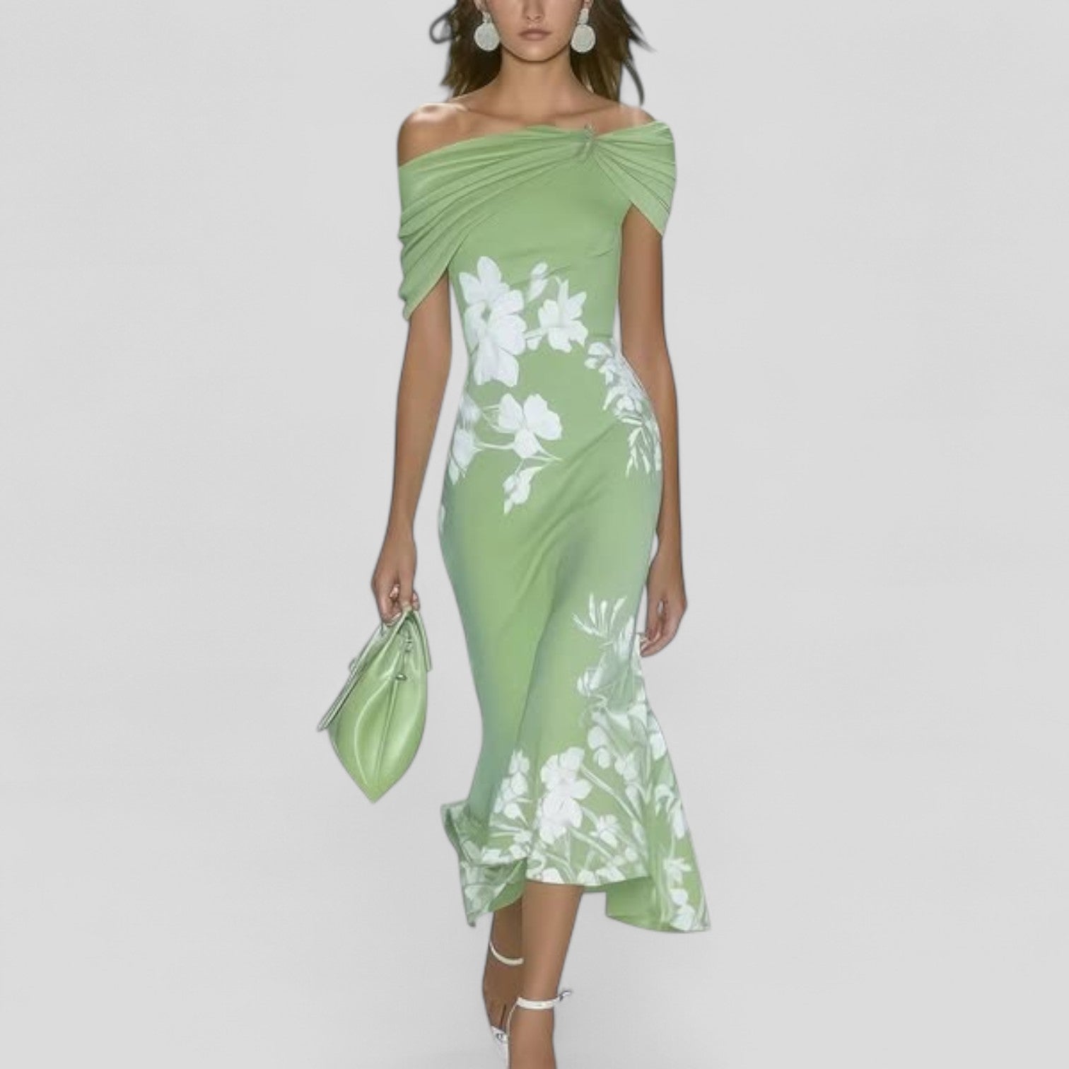 Midi Dresses | Floral Midi Dress with Fitted Silhouette & Playful Flared Hem 0