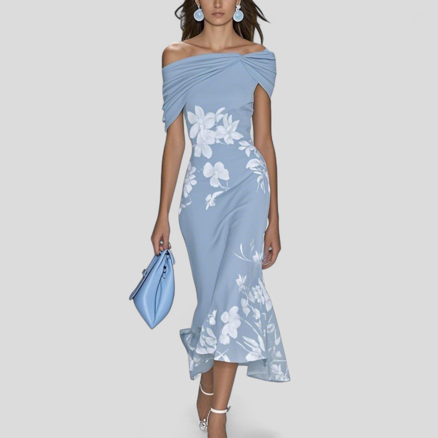 Midi Dresses | Floral Midi Dress with Fitted Silhouette & Playful Flared Hem 1