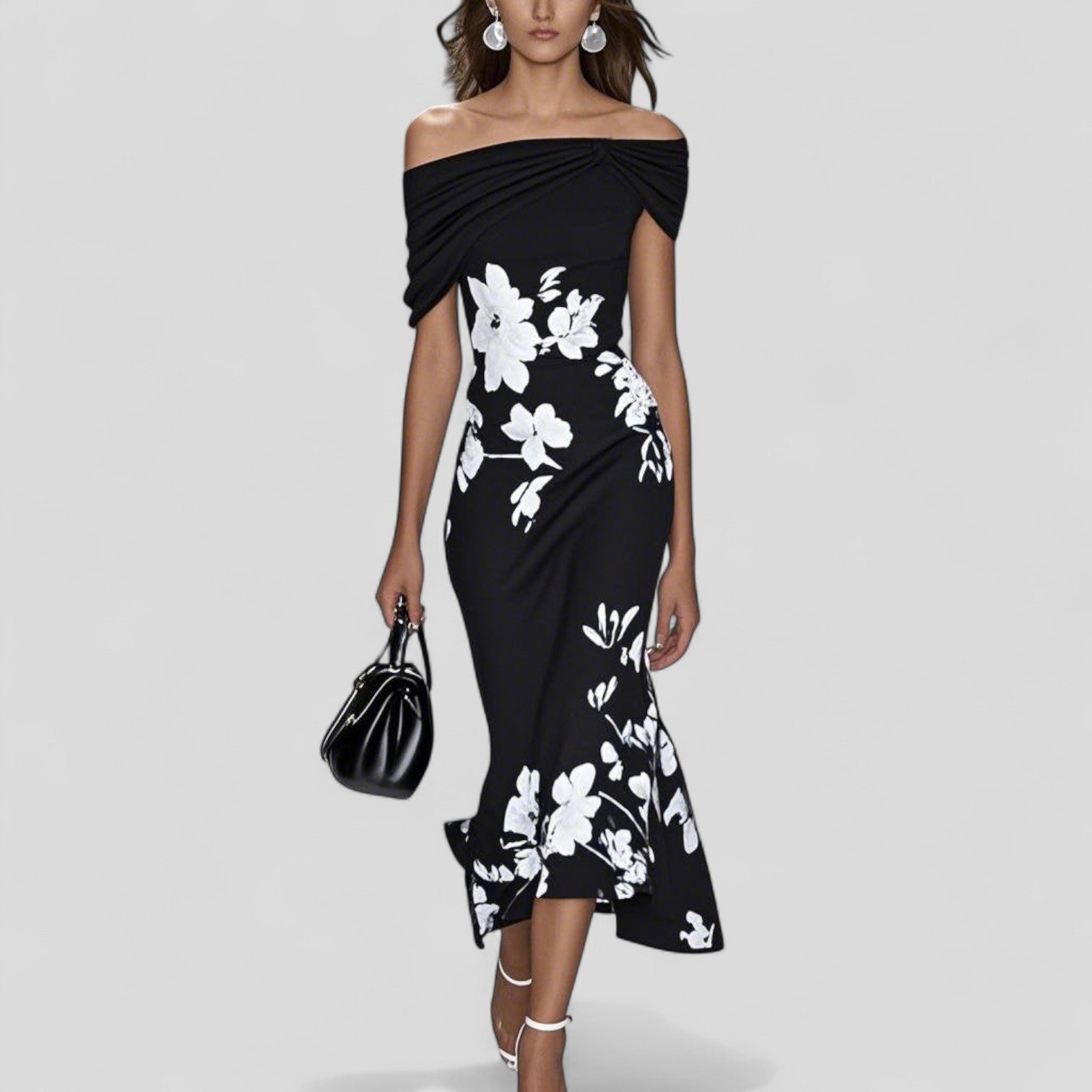 Midi Dresses | Floral Midi Dress with Fitted Silhouette & Playful Flared Hem 2